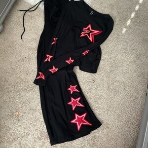 Forever 21 Black Outfit with Red Star Patterns set